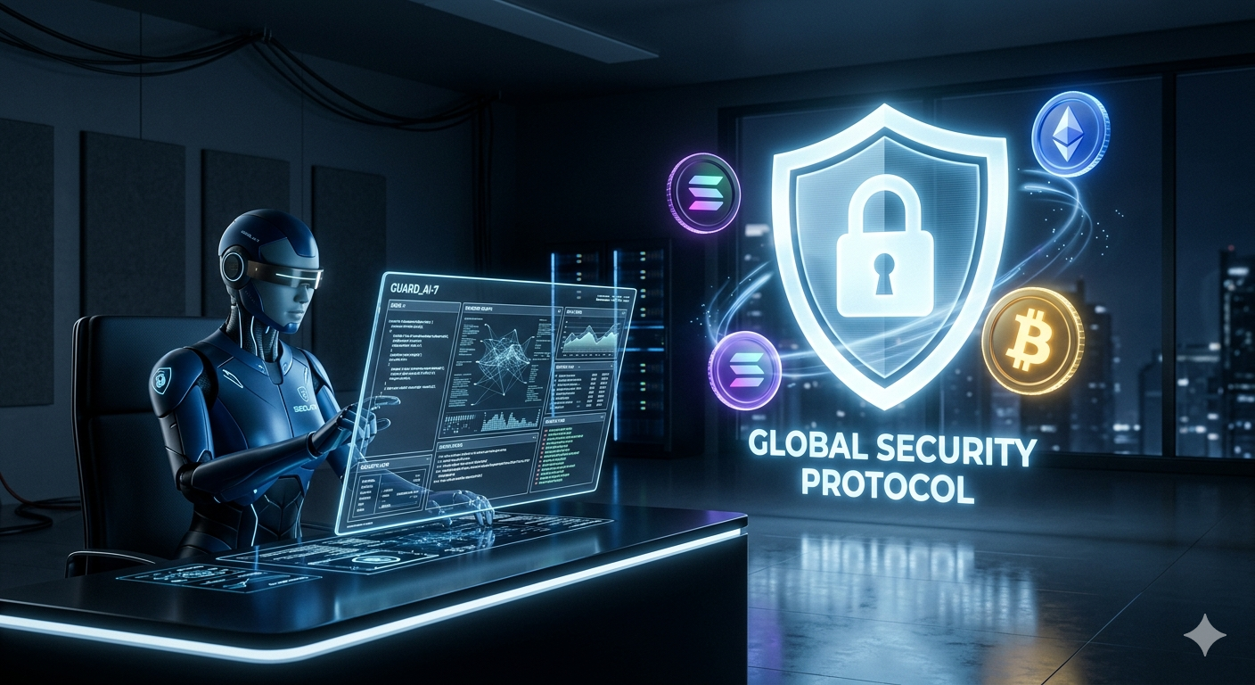 Futuristic AI recovery agent and security shield